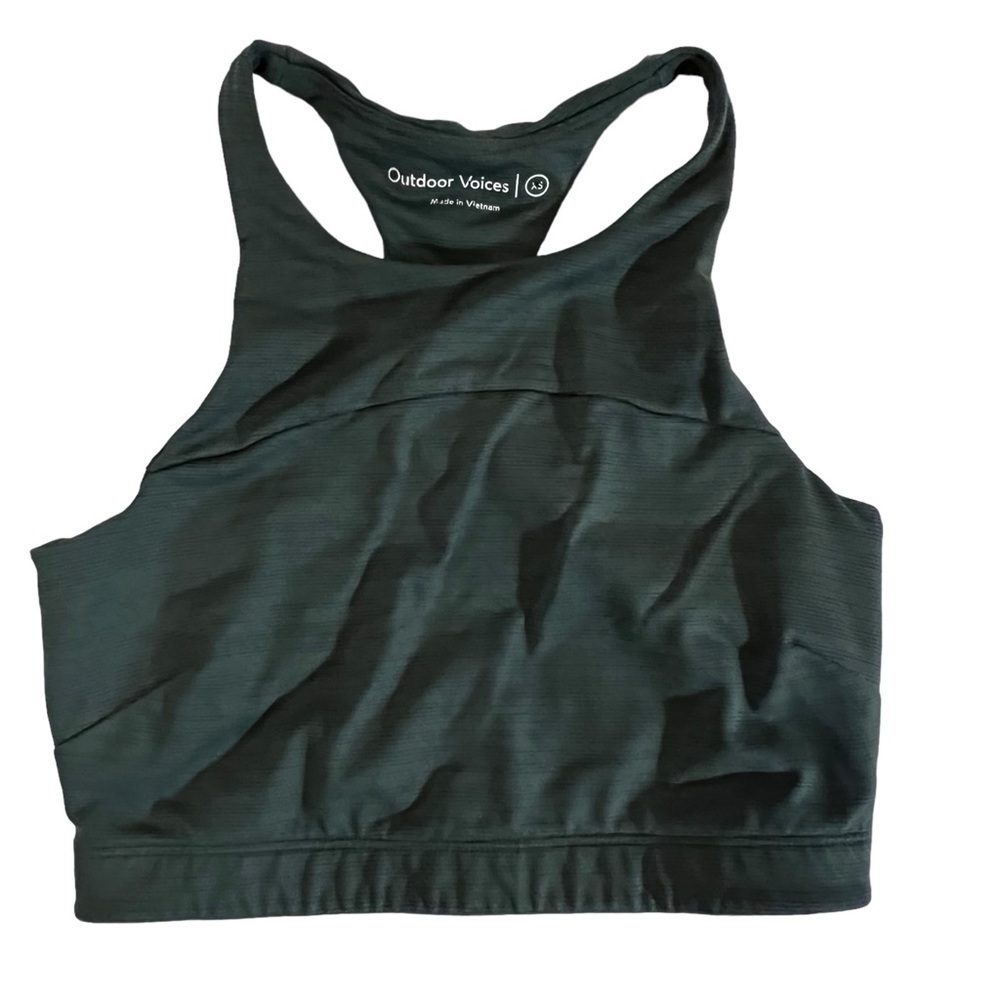 Outdoor voices racer back athletic sports bra green XS modest running yoga